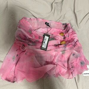 Boohoo Pink Tie-Dye Mini Skirt